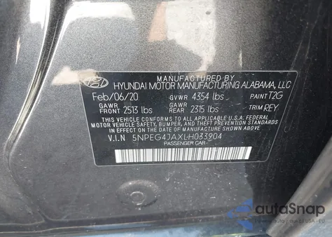 2020 Hyundai Sonata Se z USA, uszkodzony, nr VIN 5NPEG4JAXLH033904